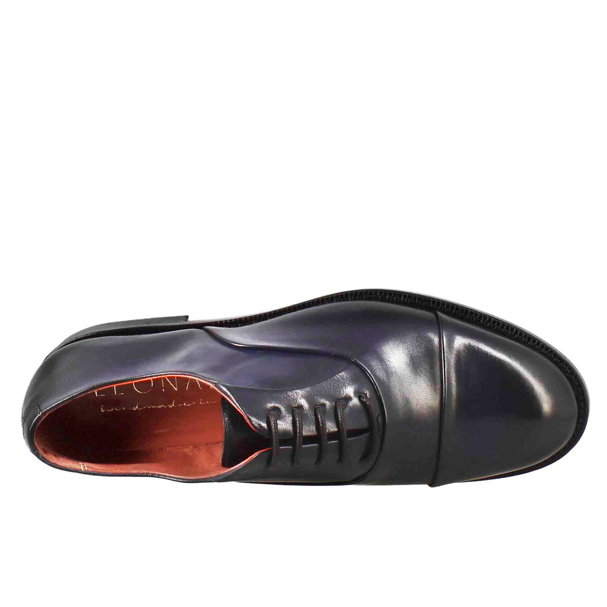 Francesina da donna con cucitura sulla punta in pelle colore blu - LeonardoShoes