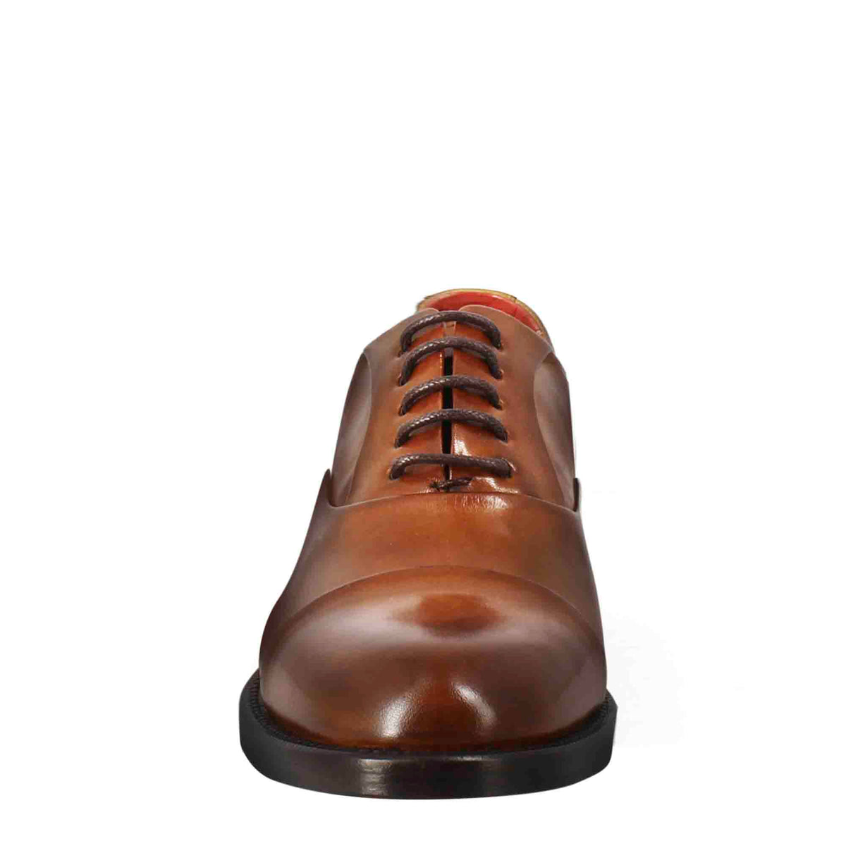 Francesina da donna con cucitura sulla punta in pelle colore marrone chiaro - LeonardoShoes