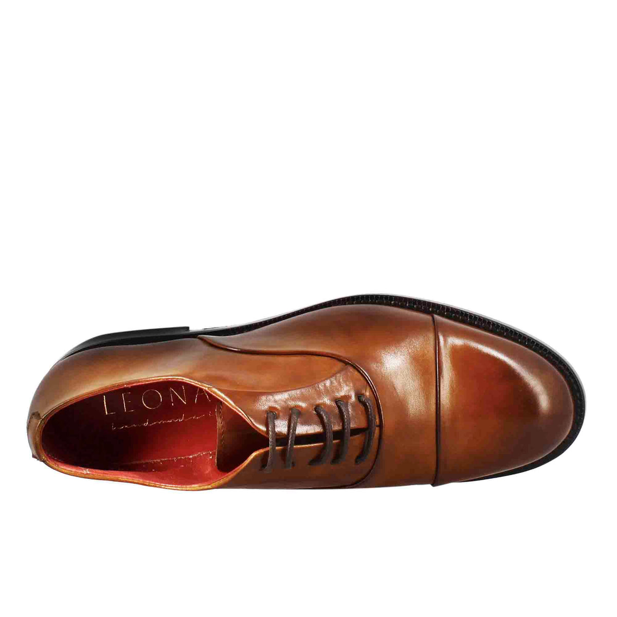Francesina da donna con cucitura sulla punta in pelle colore marrone chiaro - LeonardoShoes
