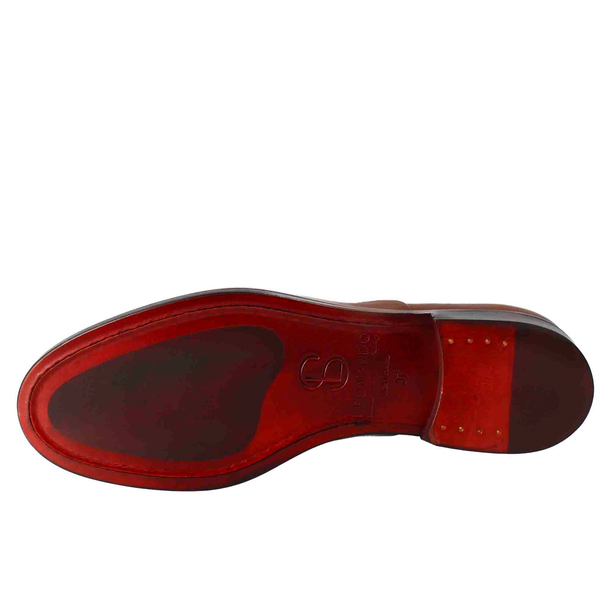 Francesina da donna con cucitura sulla punta in pelle colore marrone chiaro - LeonardoShoes