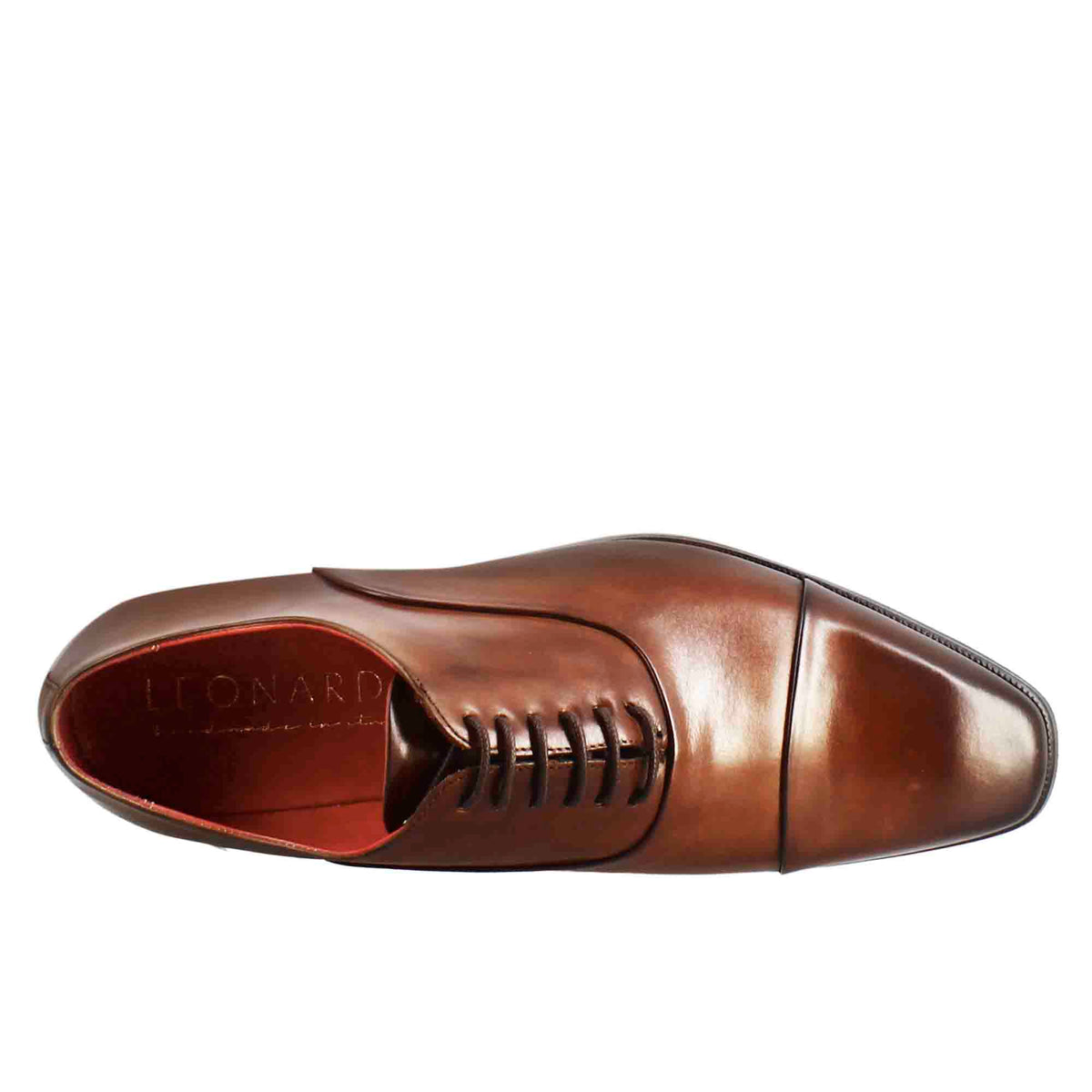 Scarpe francesine con puntale in pelle color brandy - LeonardoShoes