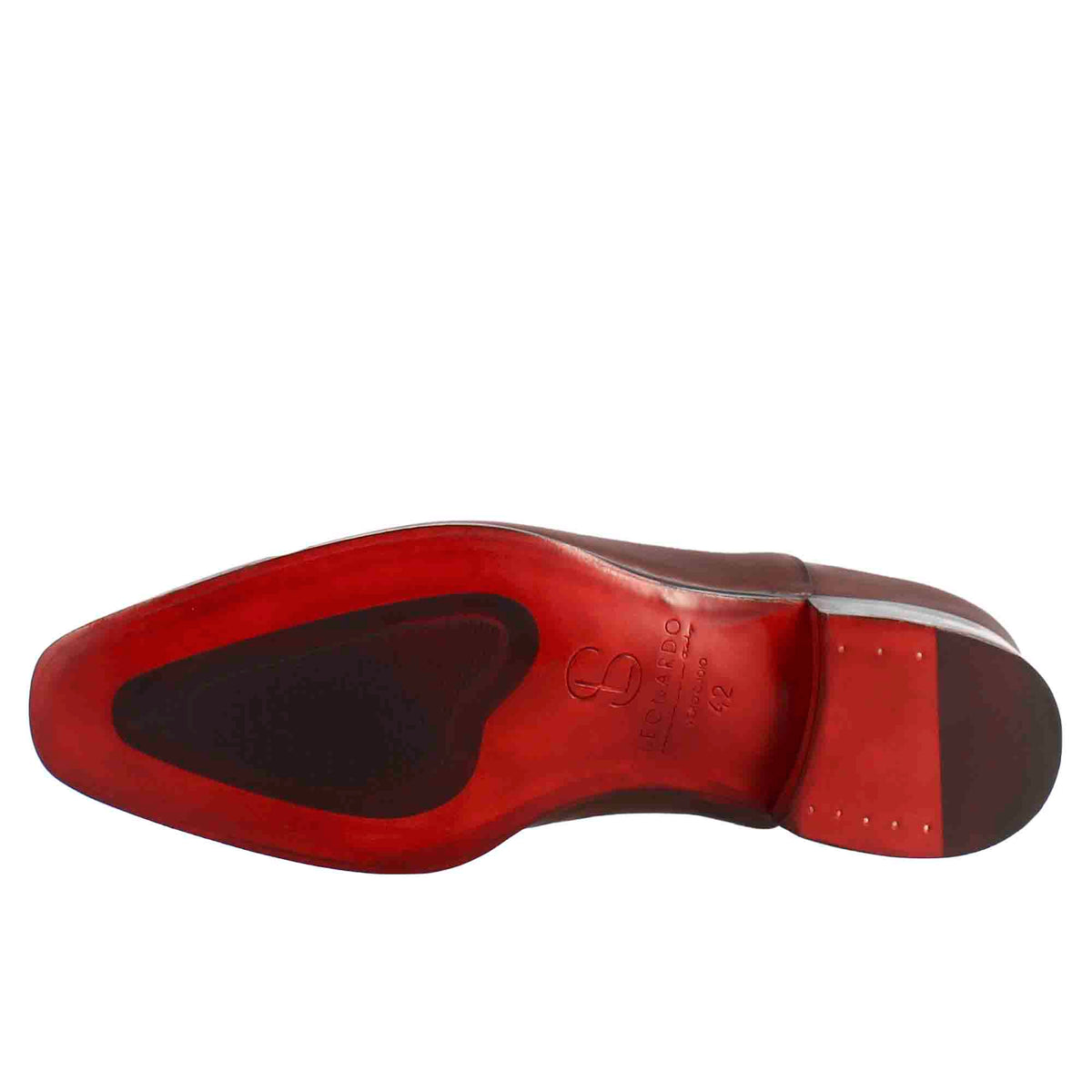 Scarpe francesine con puntale in pelle color brandy - LeonardoShoes
