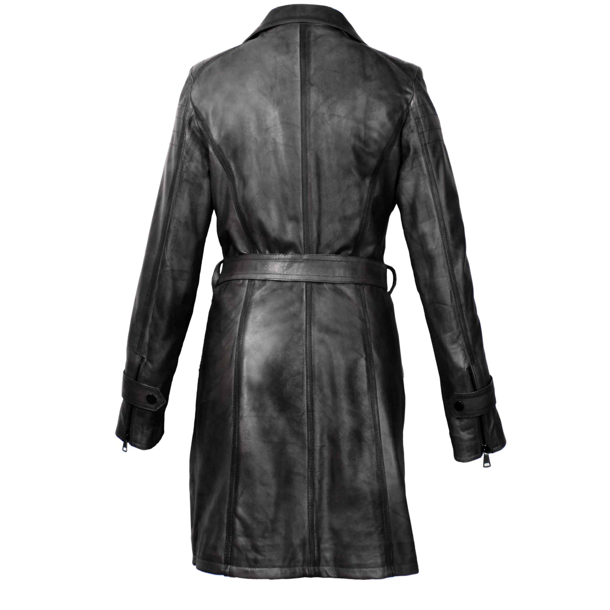 Giacca lunga da donna in pelle nera - LeonardoShoes