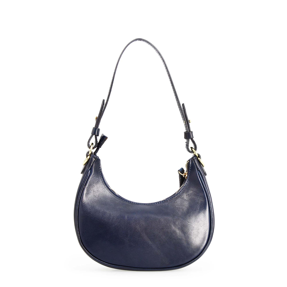 Jane - Borsa a spalla in pelle colore blu doppia chiusura.