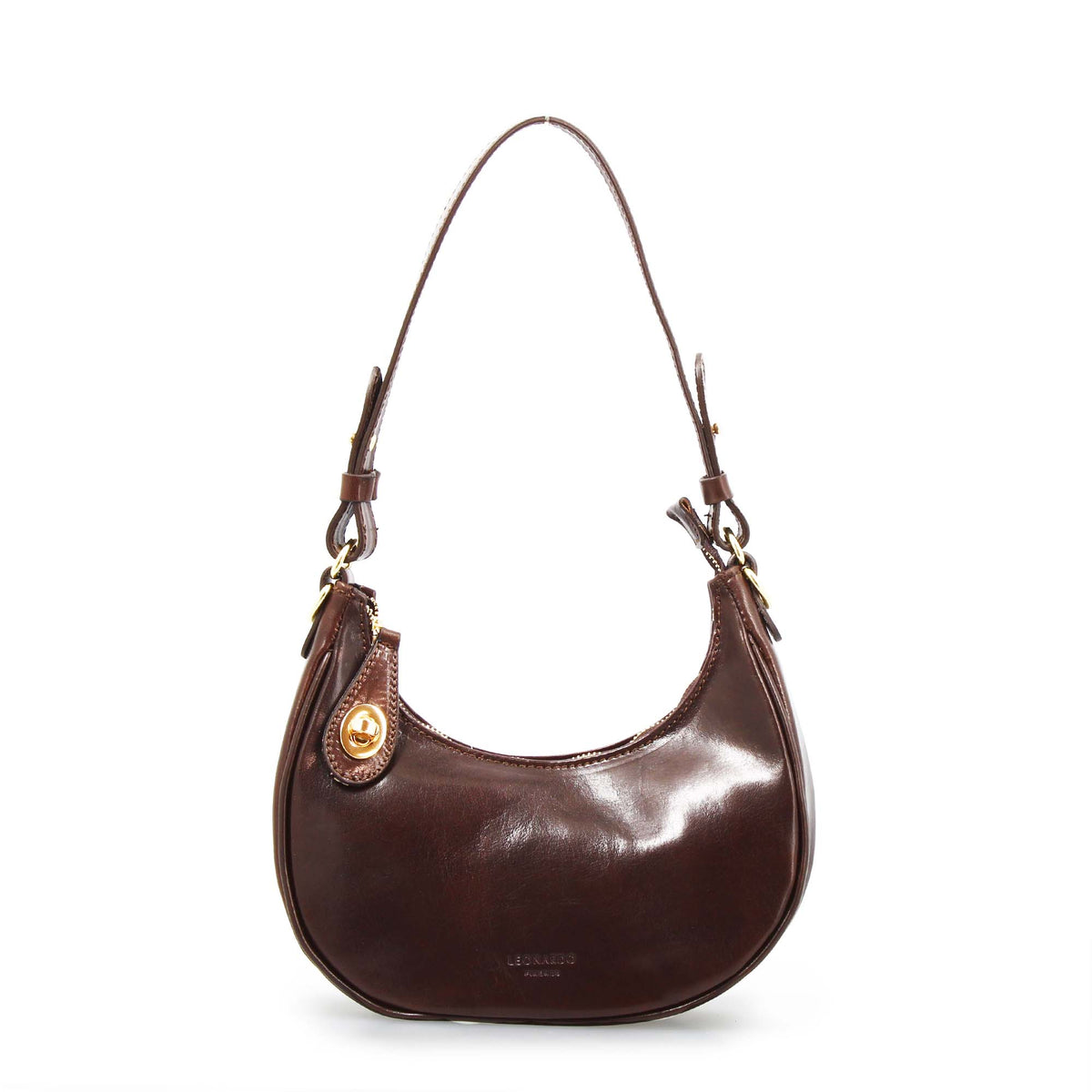 Jane - Schultertasche aus Leder in Dunkelbraun