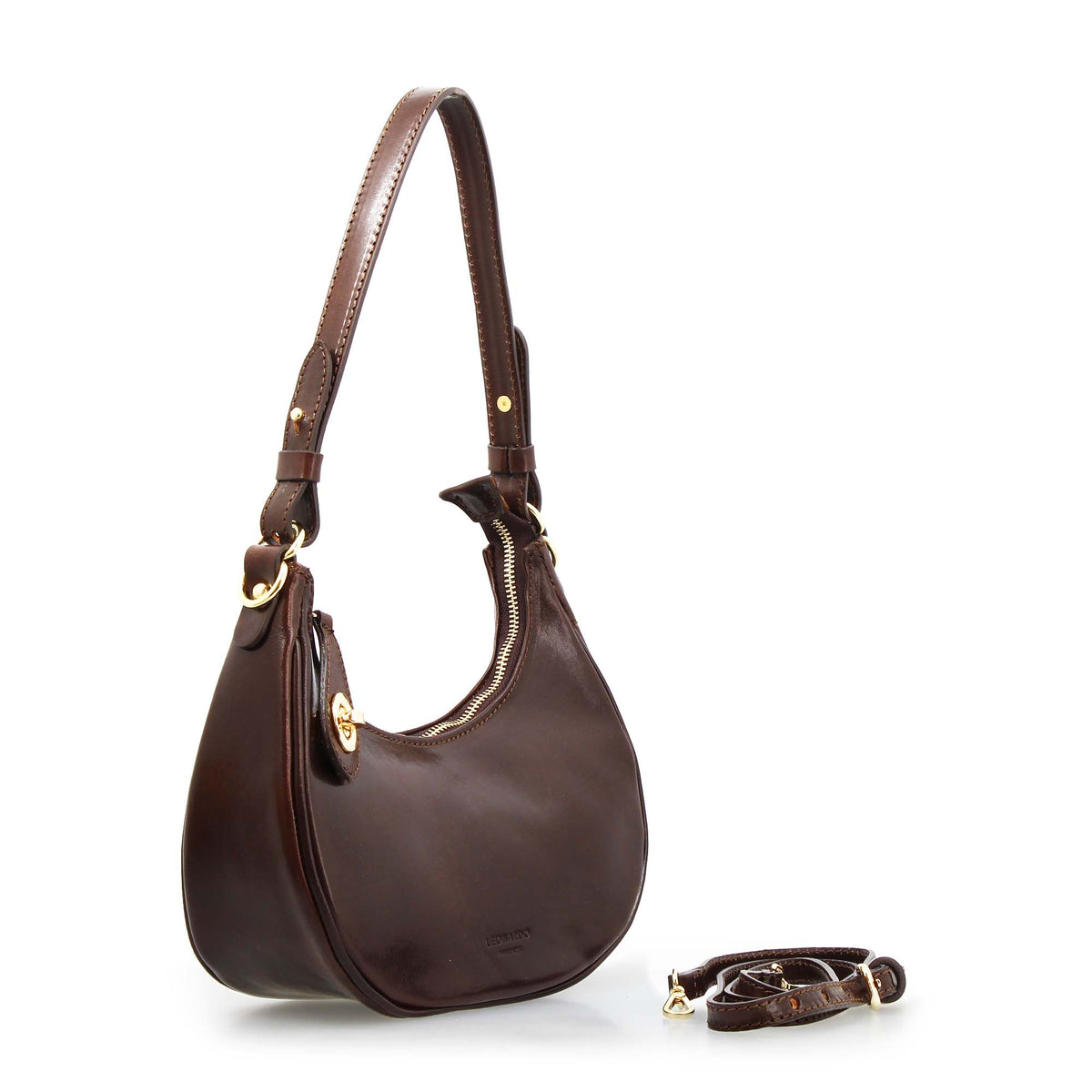 Jane - Schultertasche aus Leder in Dunkelbraun