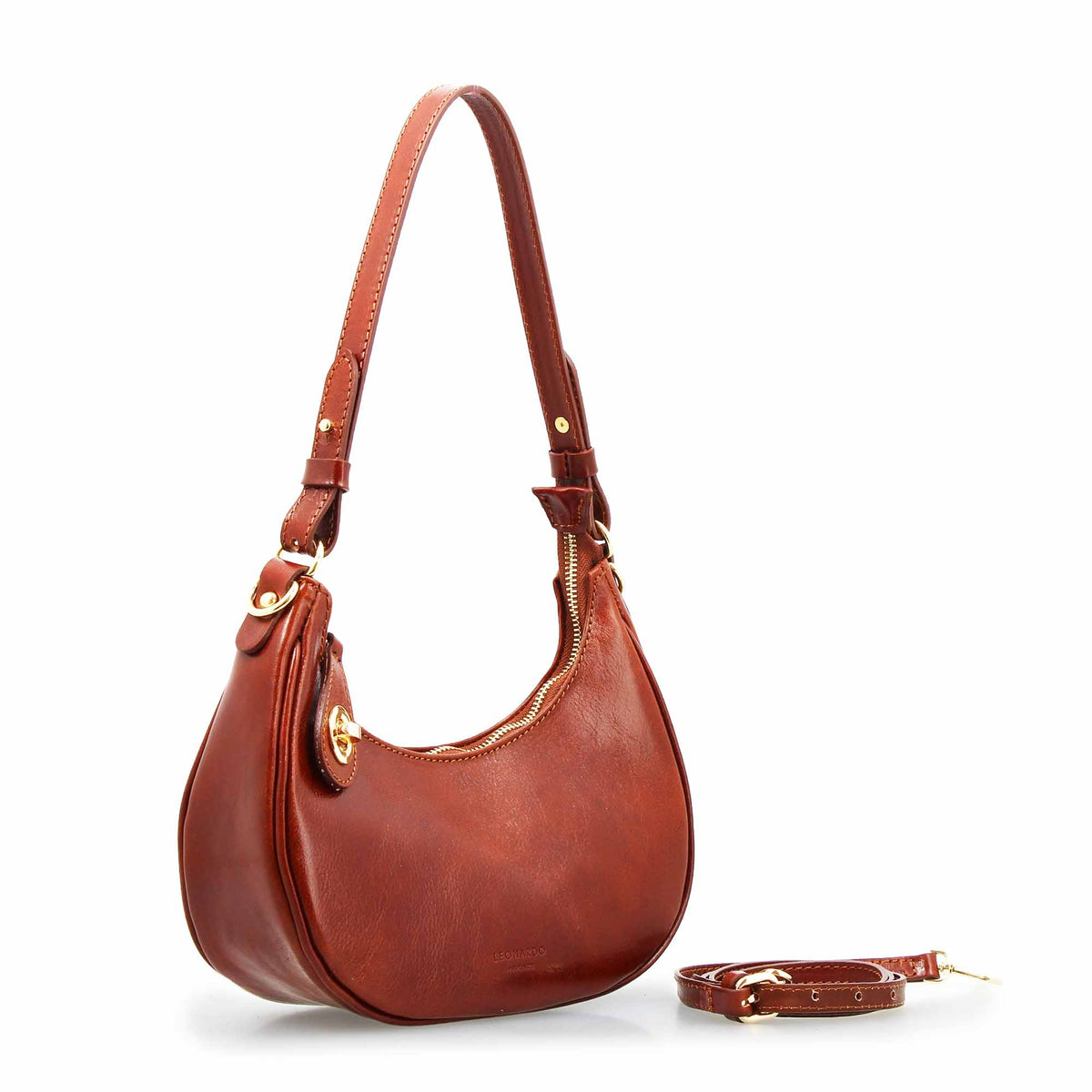 Jane - Borsa a spalla donna in pelle marrone doppia chiusura