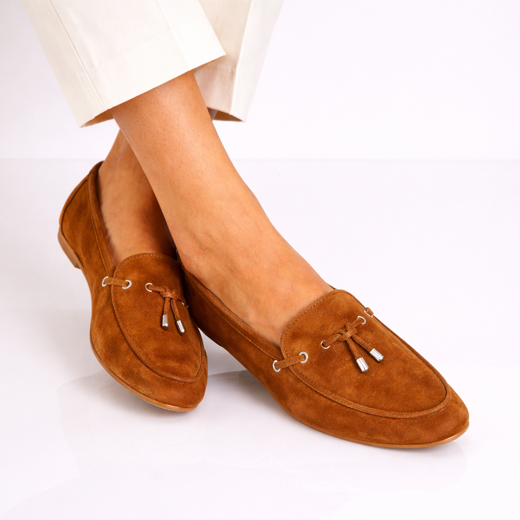 Mocassino da donna Arsilia in camoscio marrone - LeonardoShoes
