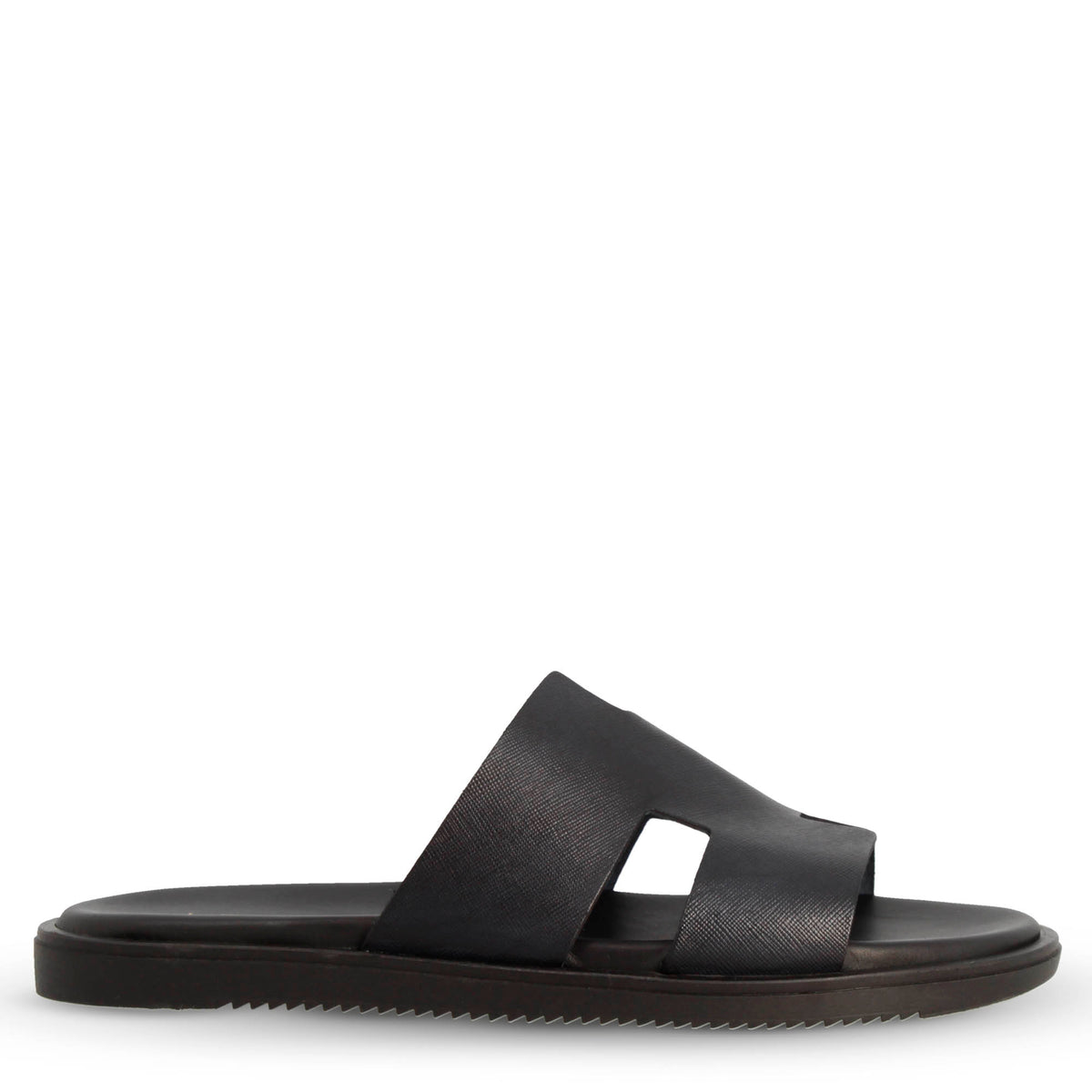 Sandali uomo a H in pelle stampata colore nero fatti a mano - LeonardoShoes