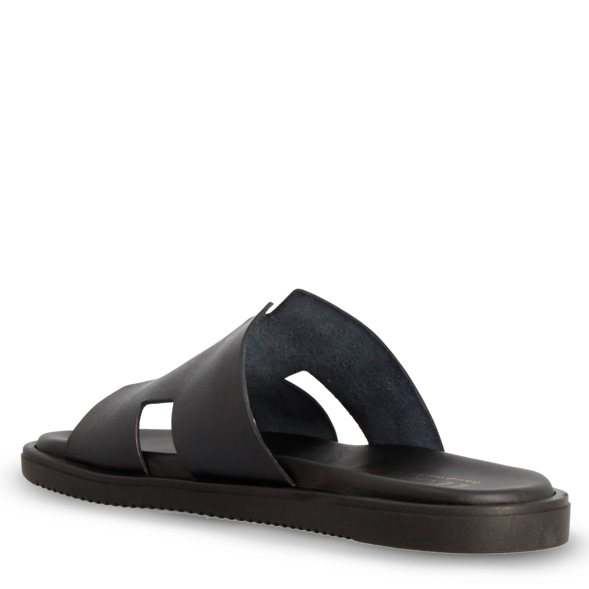 Sandali uomo a H in pelle stampata colore nero fatti a mano - LeonardoShoes