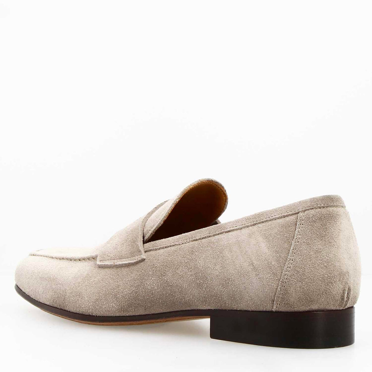 Mocassino artigianale uomo in camoscio grigio Manfredo - LeonardoShoes