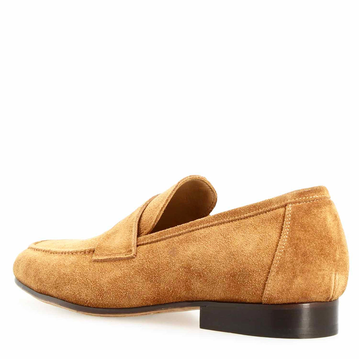 Mocassino artigianale uomo in camoscio marrone Manfredo - LeonardoShoes