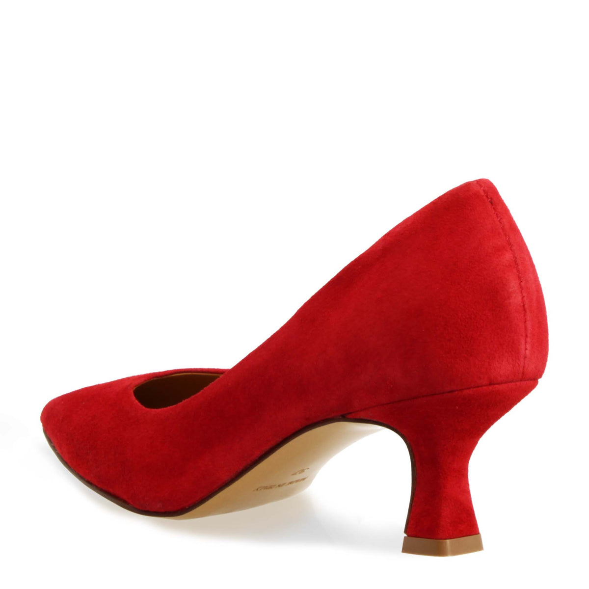 Décolleté da donna a punta e tacco medio in camoscio rosso - LeonardoShoes