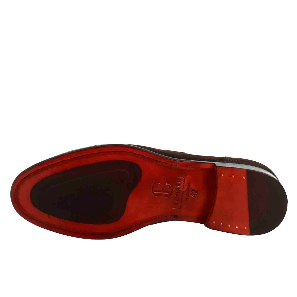 Mocassino con nappine da uomo in pelle scamosciata colore marrone scuro - LeonardoShoes