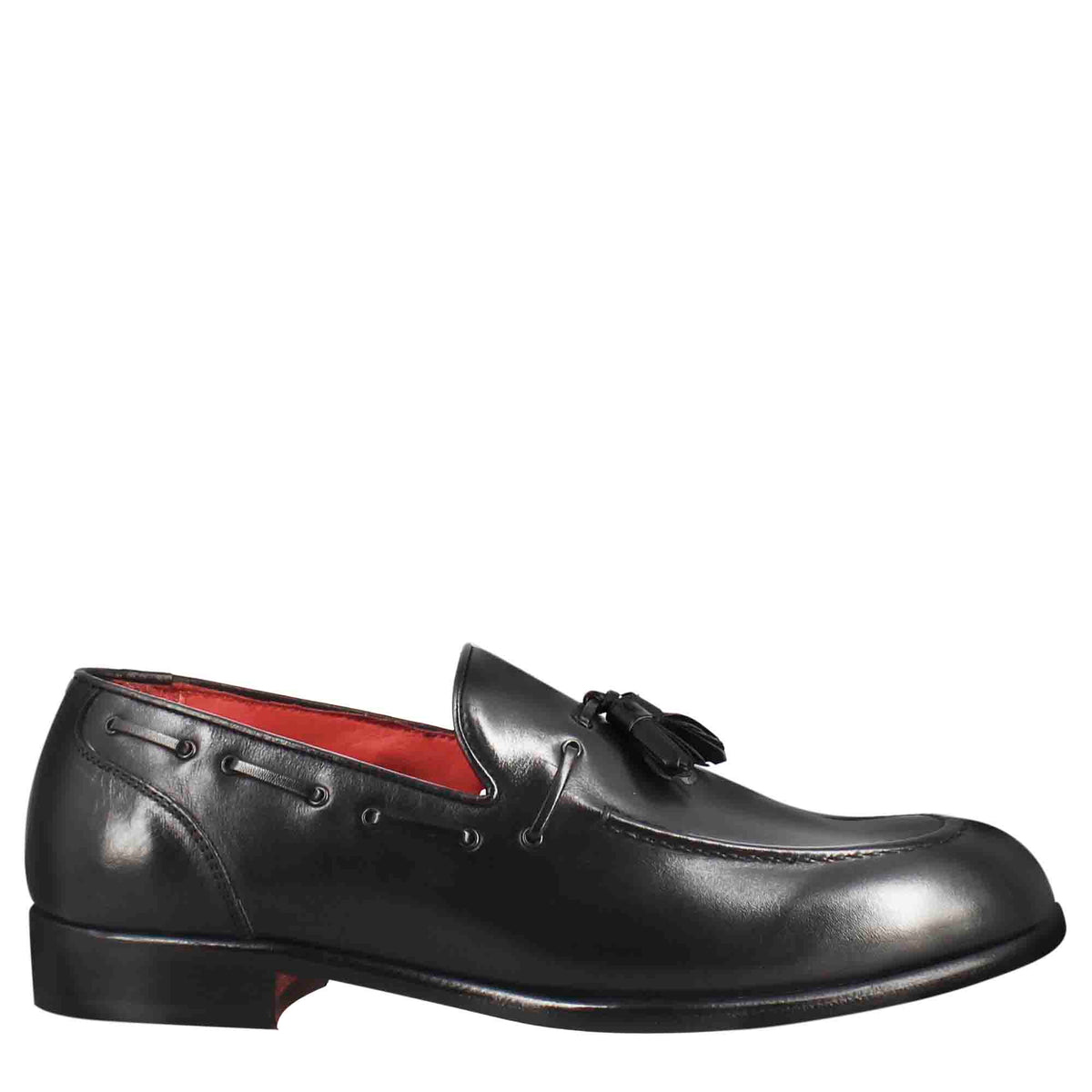 Mocassino con nappine da uomo in pelle colore nero - LeonardoShoes