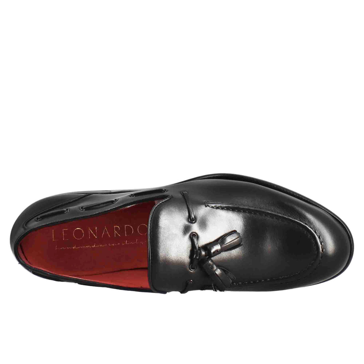 Mocassino con nappine da uomo in pelle colore nero - LeonardoShoes