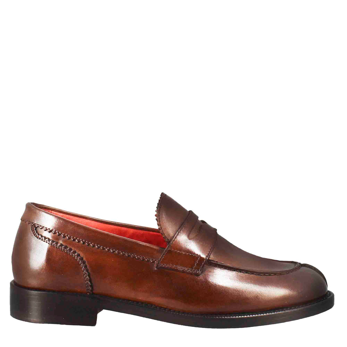 Mocassino da donna marrone in pelle