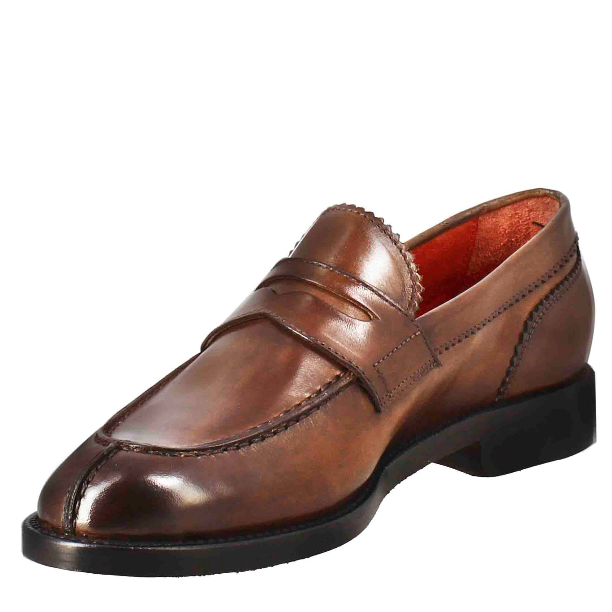 Mocassino da donna con bocca di leone in pelle marrone - LeonardoShoes