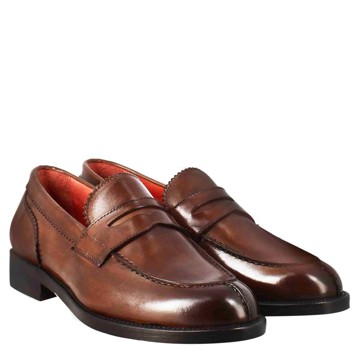 Mocassino da donna marrone in pelle
