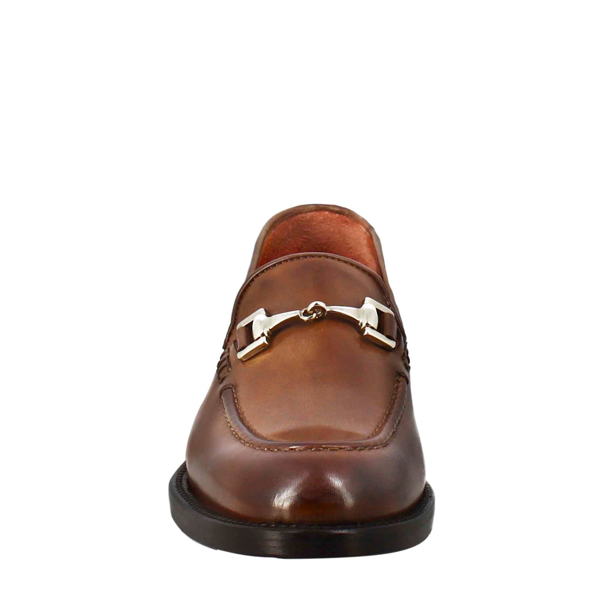 Mocassino da donna in pelle colore marrone con fibbia - LeonardoShoes