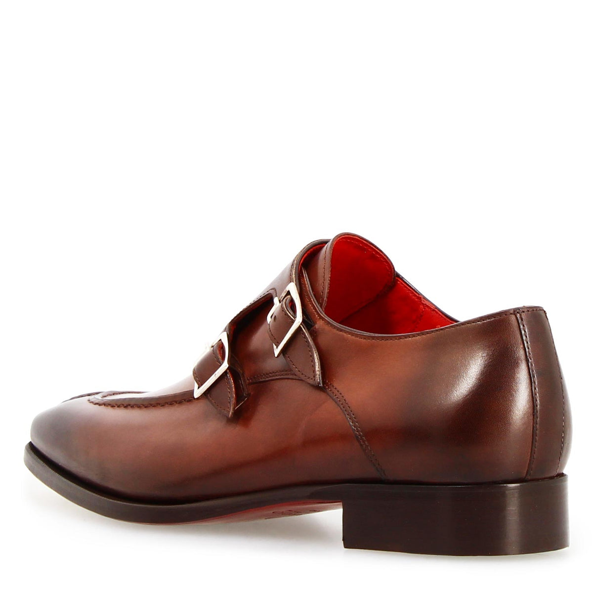 Orazio marrone doppia fibbia da uomo in pelle made in italy - LeonardoShoes