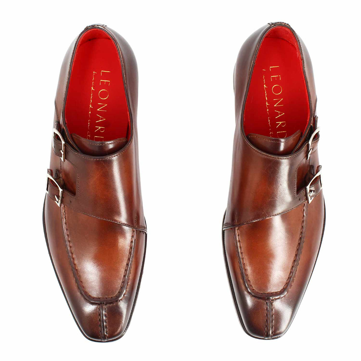 Orazio marrone doppia fibbia da uomo in pelle made in italy - LeonardoShoes