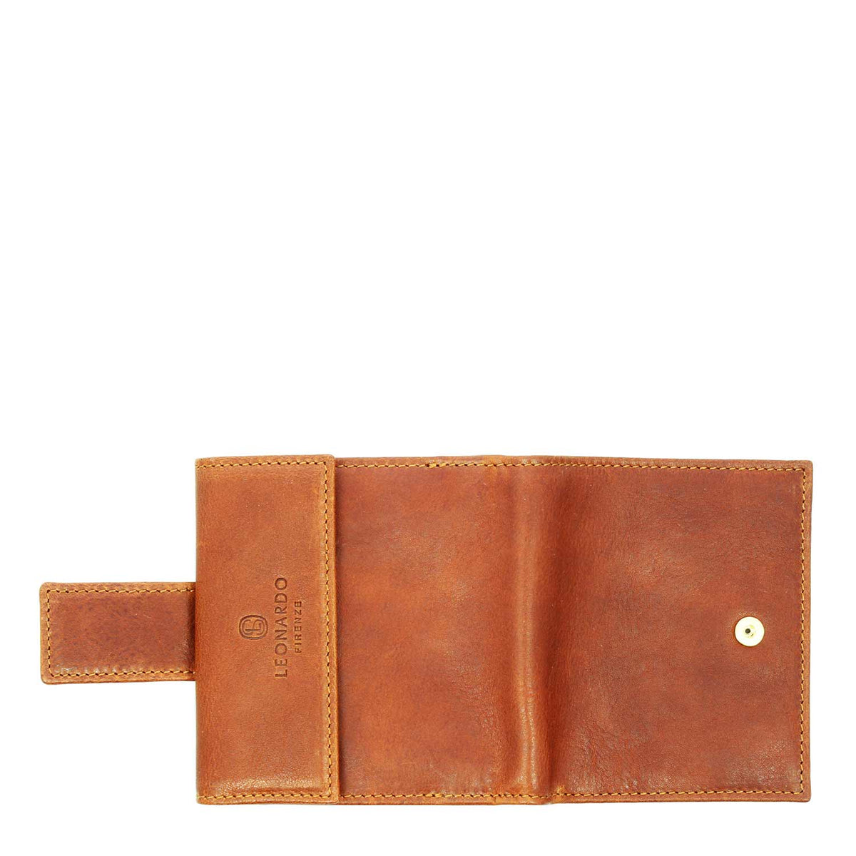 Portafoglio in pelle marrone con porta tessere banconote e tasca monete P2