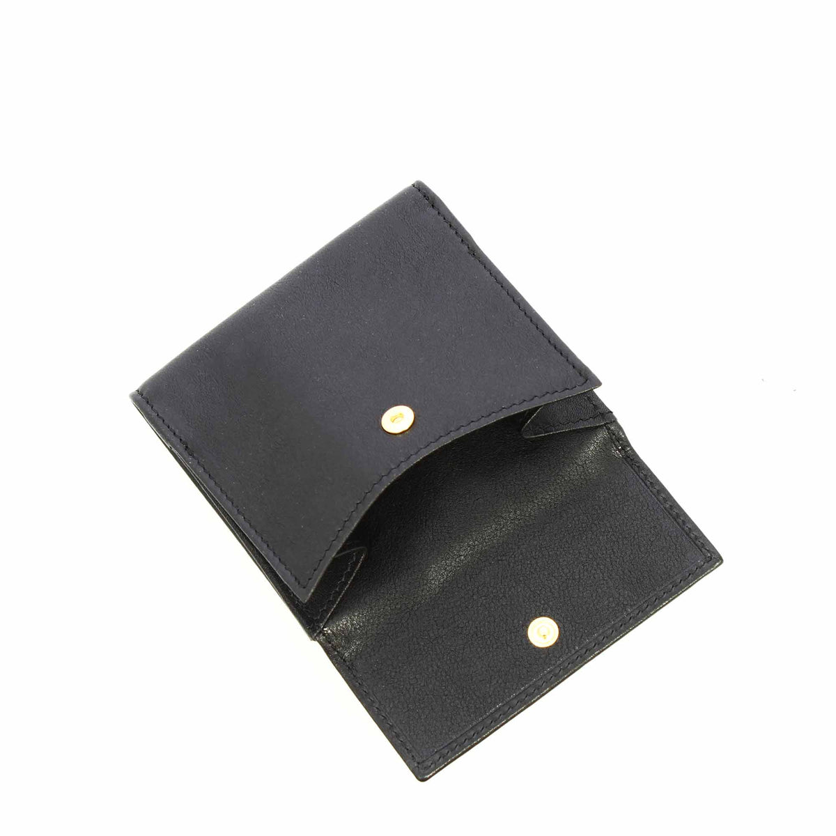 Portafoglio in pelle nera con porta tessere banconote e tasca monete P2