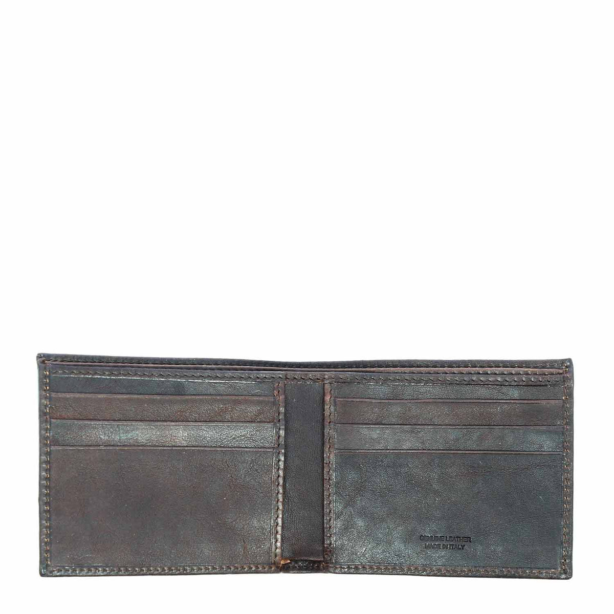 Portafoglio in pelle marrone scuro con porta tessere e doppio banconote P5