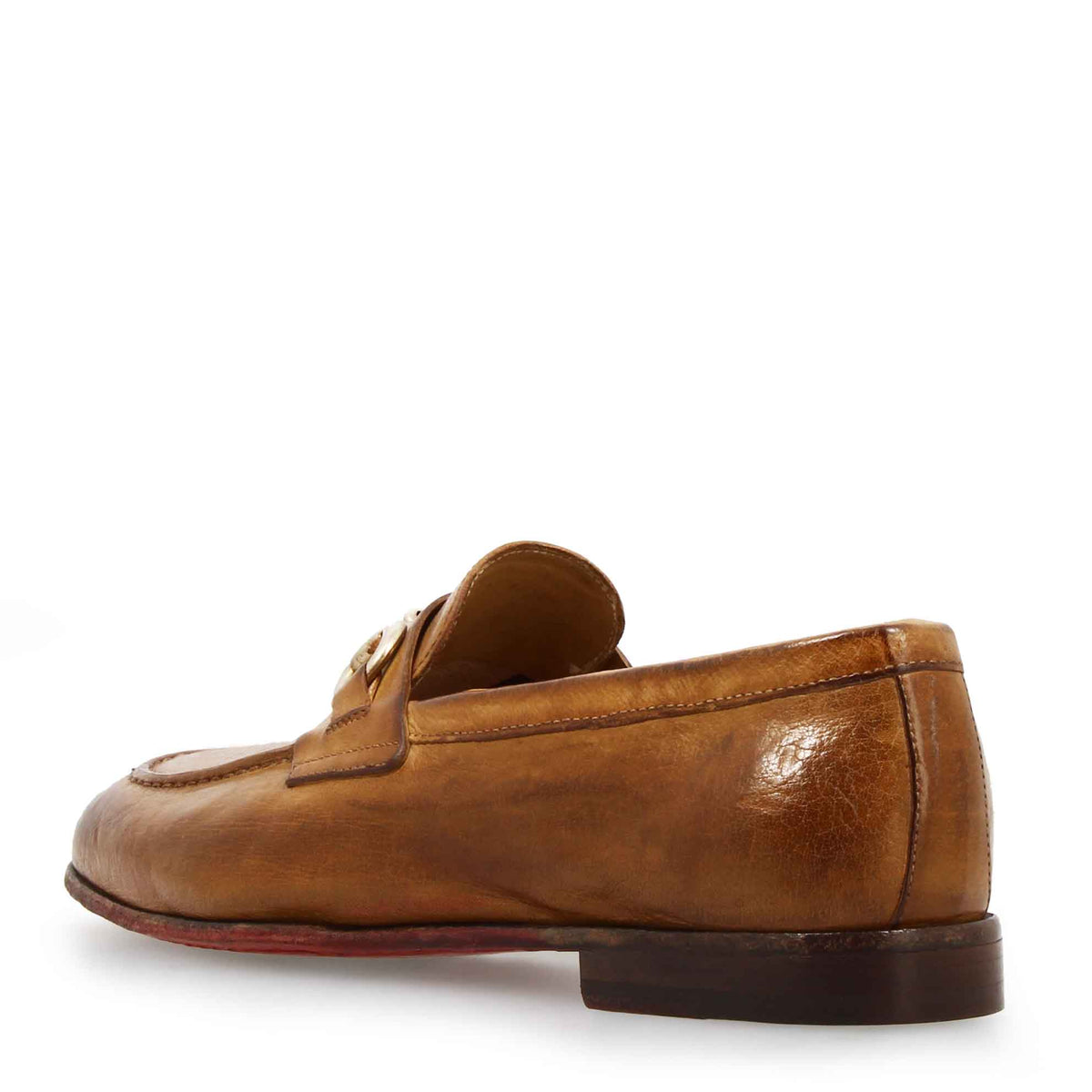 Mocassino marrone artigianale da uomo con fibbia in pelle pregiata - LeonardoShoes