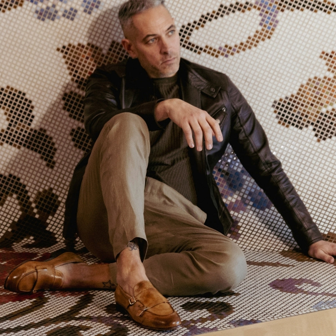 Mocassino artigianale marrone da uomo con doppia fibbia - LeonardoShoes