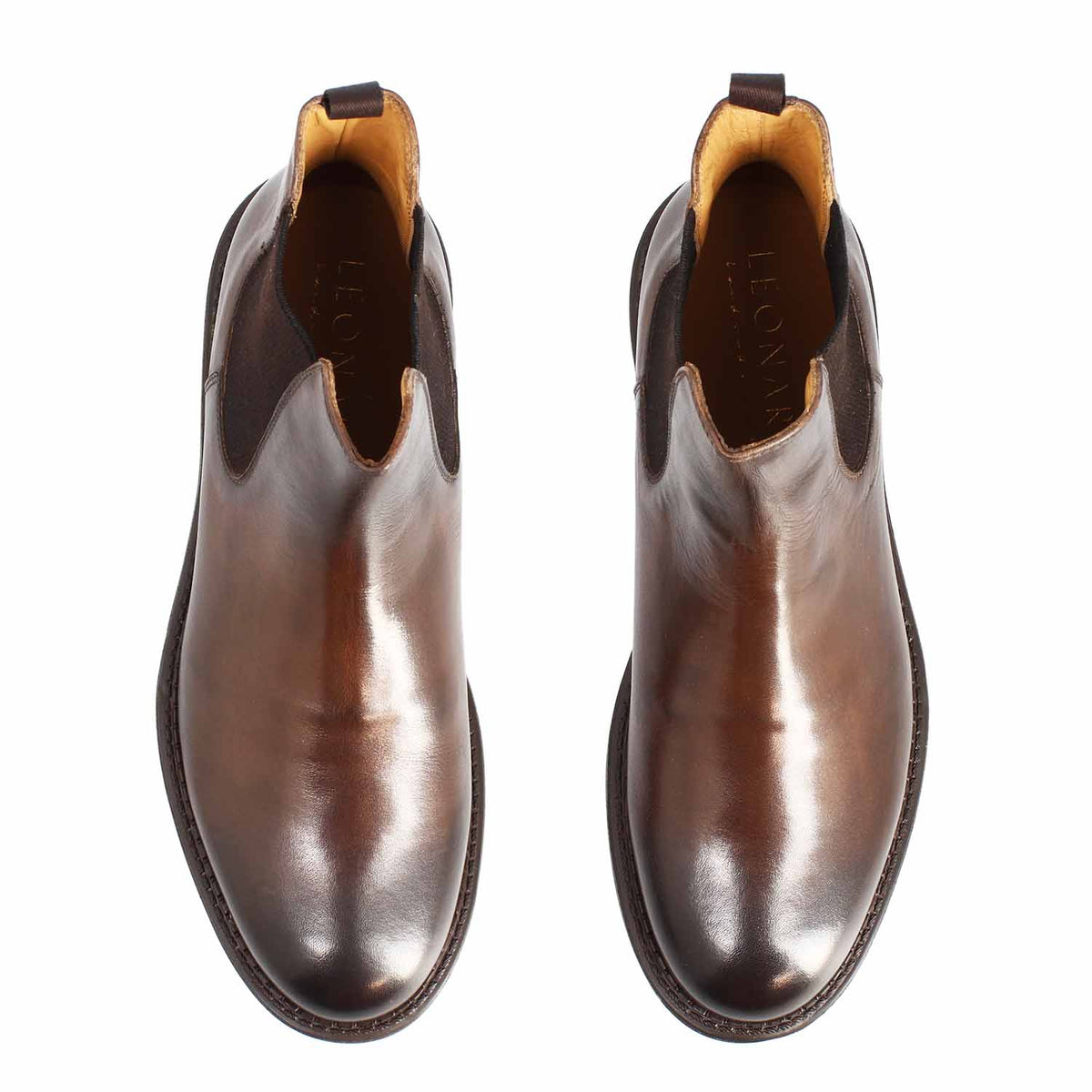 Agusto stivaletto Chelsea da uomo in pelle marrone scuro