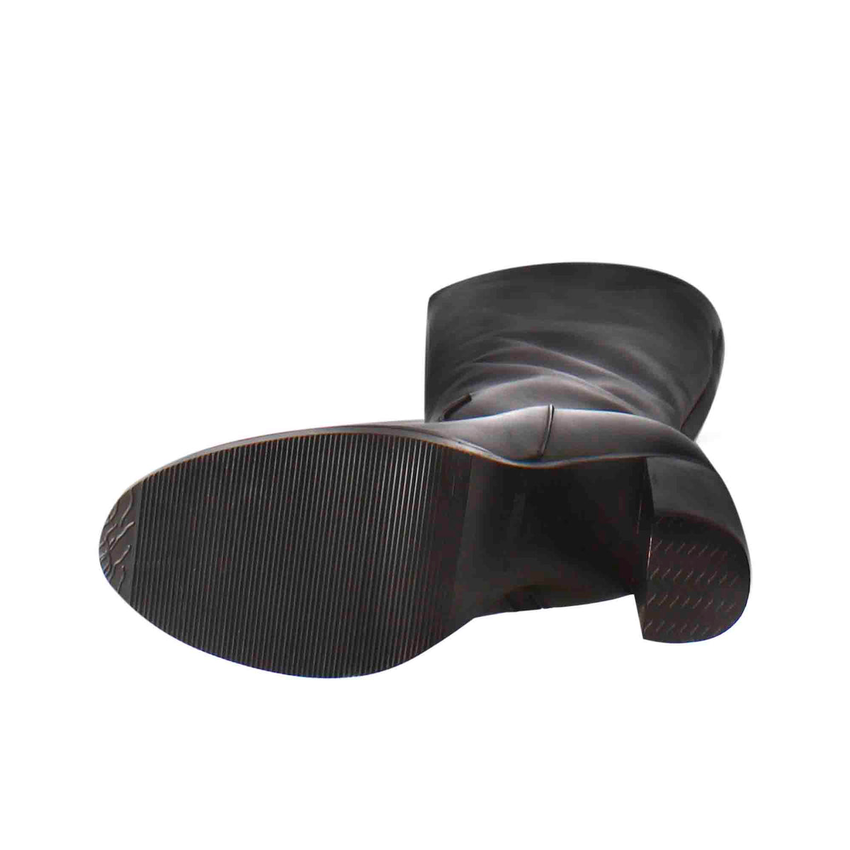 Stivale al ginocchio da donna liscio con tacco alto in pelle nero - LeonardoShoes