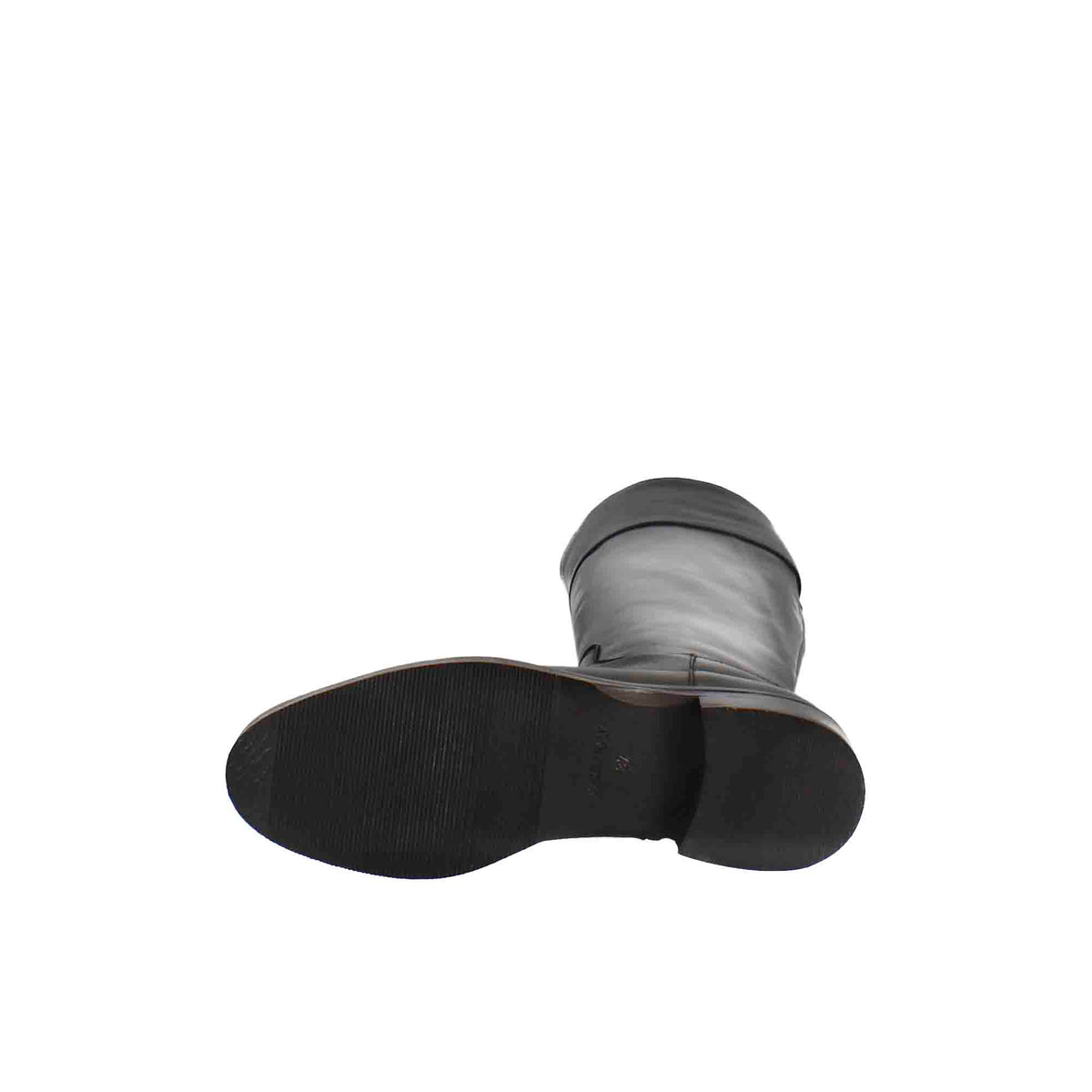 Stivale al ginocchio da donna liscio con tacco basso in pelle verde e nero - LeonardoShoes