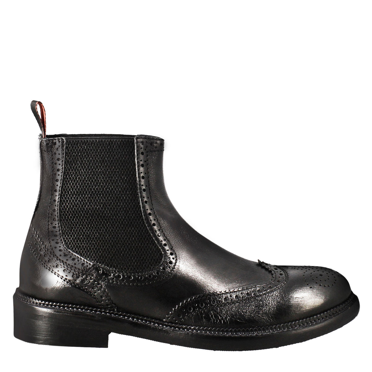 Stivaletto candy chelsea da uomo in pelle lavata colore nero - LeonardoShoes