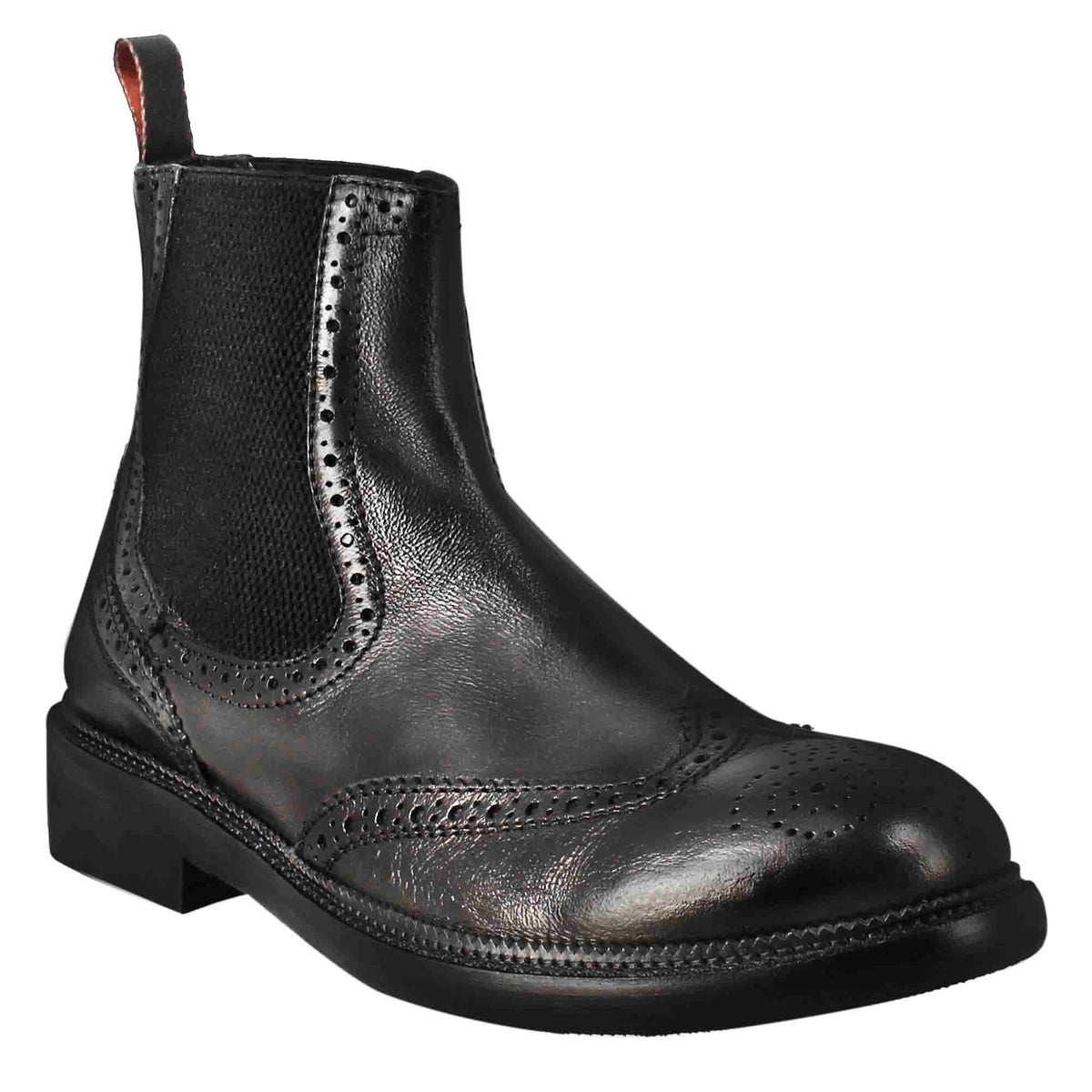 Stivaletto candy chelsea da uomo in pelle lavata colore nero - LeonardoShoes