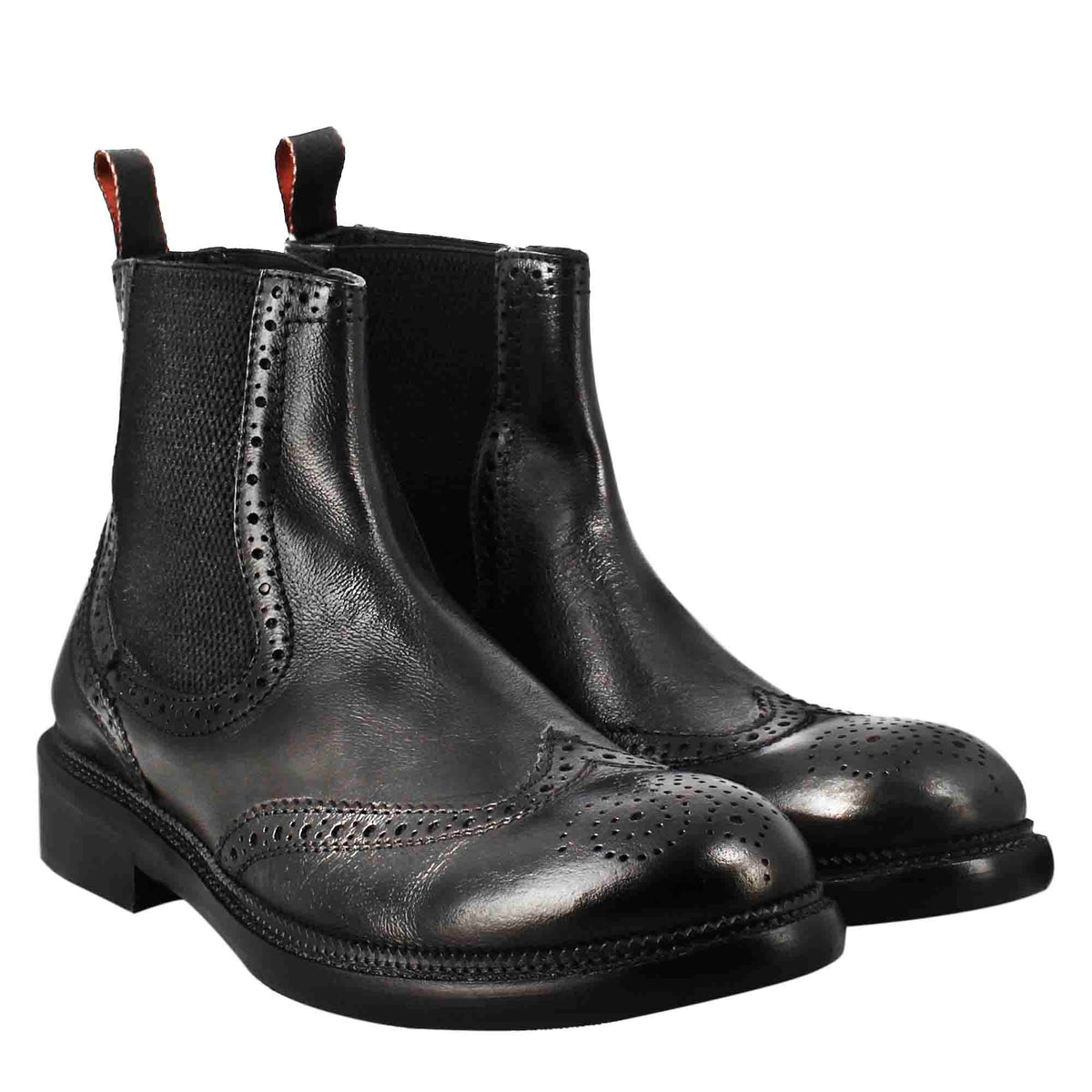 Stivaletto candy chelsea da uomo in pelle lavata colore nero - LeonardoShoes