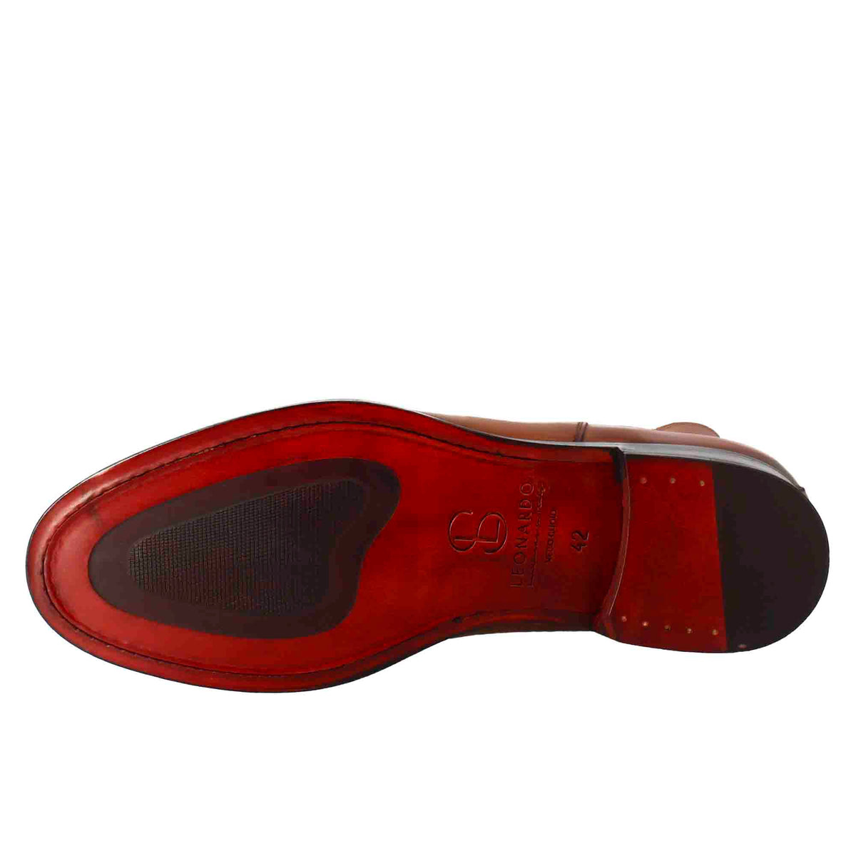Stivaletto chelsea liscio da uomo in pelle colore marrone chiaro con elastico - LeonardoShoes