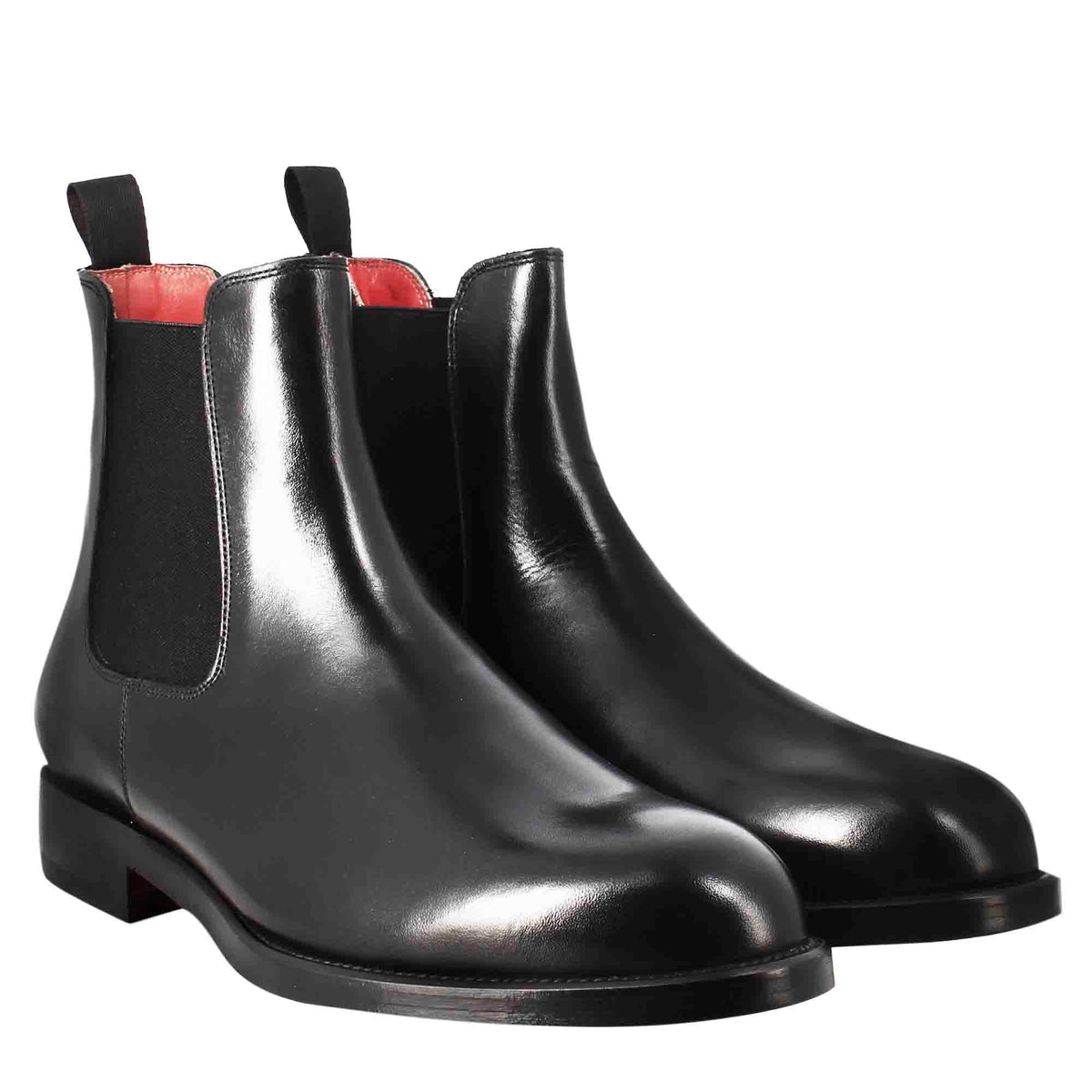 Stivaletto chelsea da uomo in pelle colore nero con elastico - LeonardoShoes