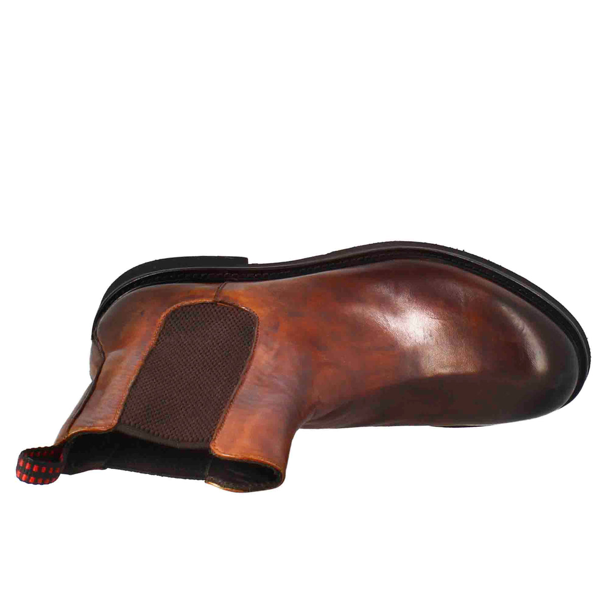 Stivaletto chelsea paupa da donna in pelle lavata cuoio scuro - LeonardoShoes