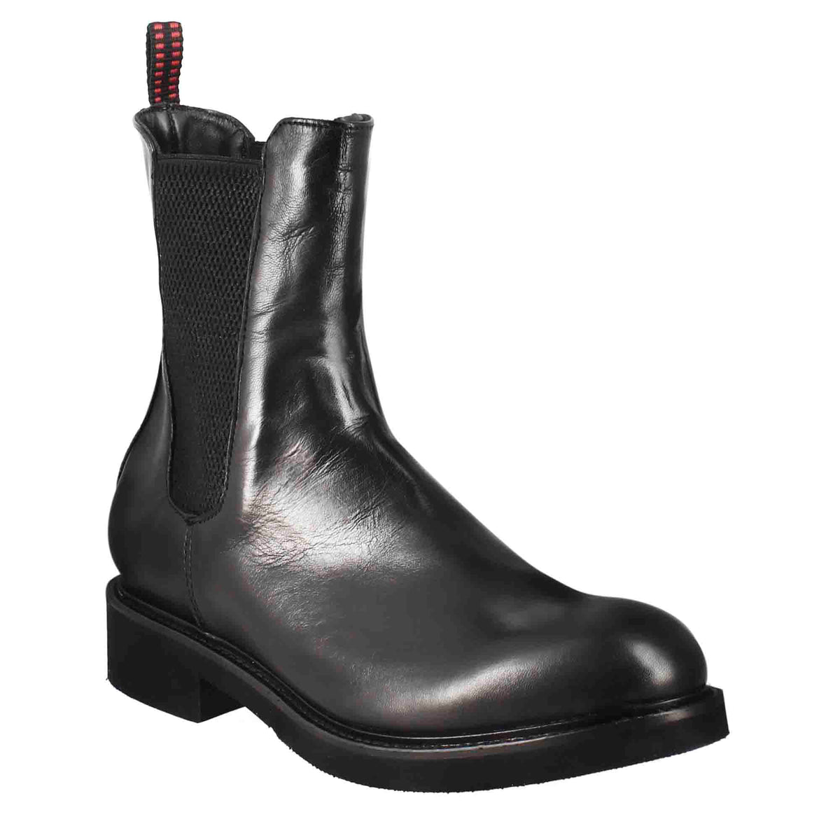 Stivaletto chelsea paupa da donna in pelle lavata colore nero - LeonardoShoes