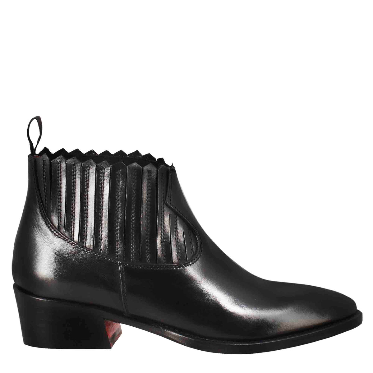 Stivaletto da donna con ritagli al collo in pelle colore nero - LeonardoShoes