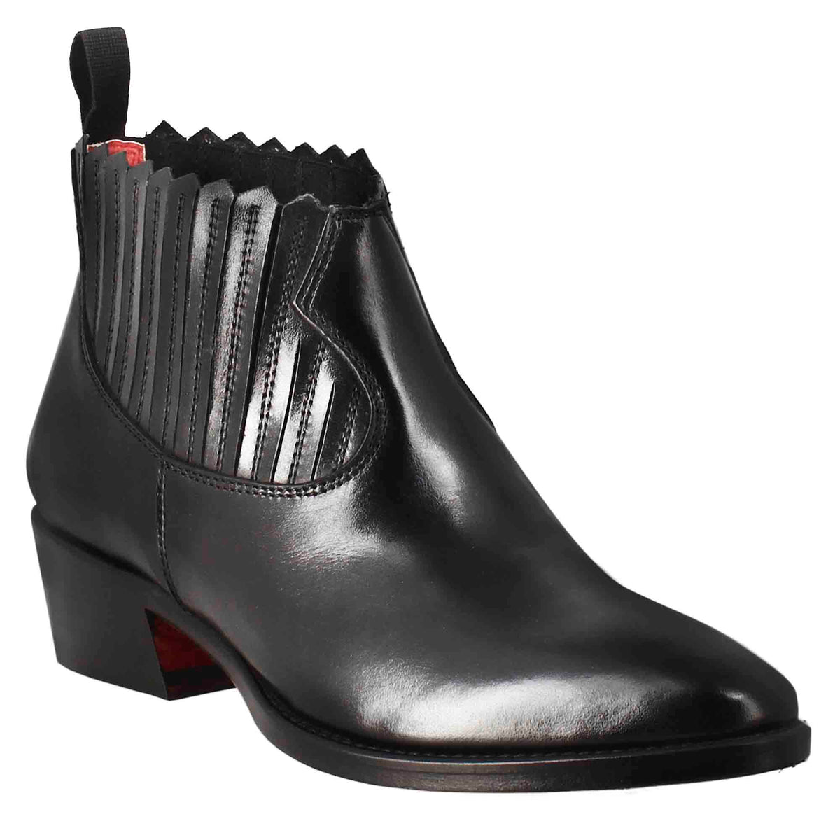 Stivaletto da donna con ritagli al collo in pelle colore nero - LeonardoShoes