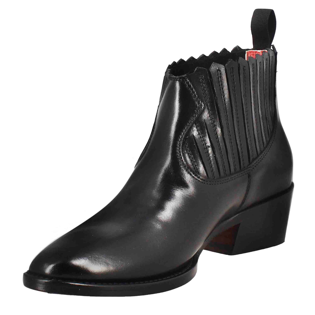 Stivaletto da donna con ritagli al collo in pelle colore nero - LeonardoShoes