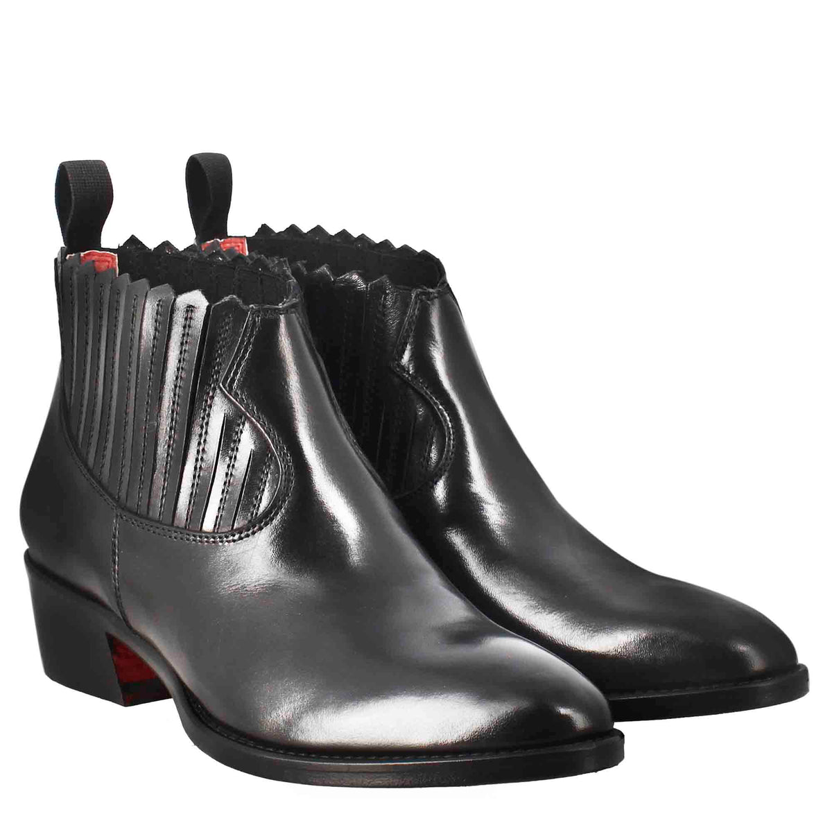 Stivaletto da donna con ritagli al collo in pelle colore nero - LeonardoShoes