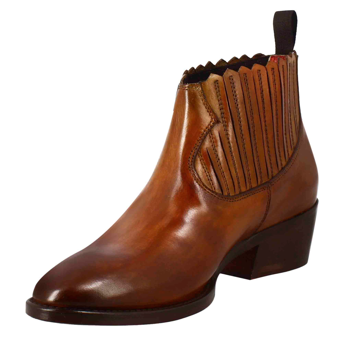 Stivaletto da donna con ritagli al collo in pelle colore marrone chiaro - LeonardoShoes