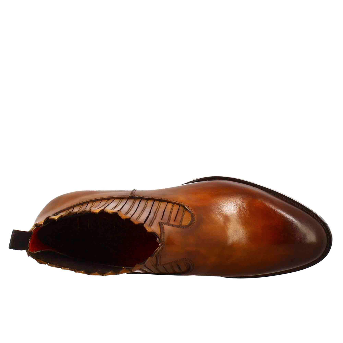 Stivaletto da donna con ritagli al collo in pelle colore marrone chiaro - LeonardoShoes