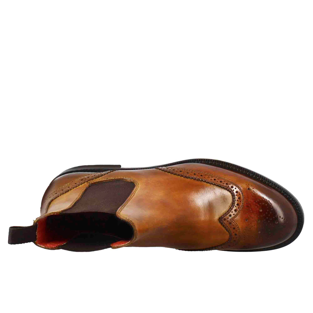 Stivaletto da donna chelsea con dettagli brogue in pelle marrone chiaro - LeonardoShoes