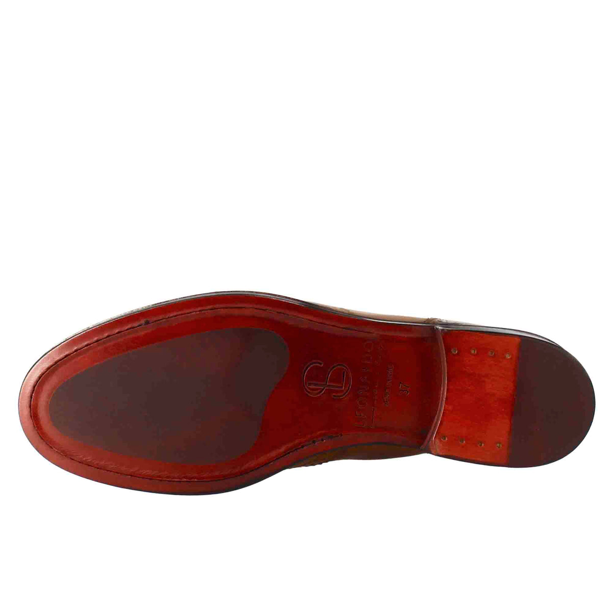 Stivaletto da donna chelsea con dettagli brogue in pelle marrone chiaro - LeonardoShoes