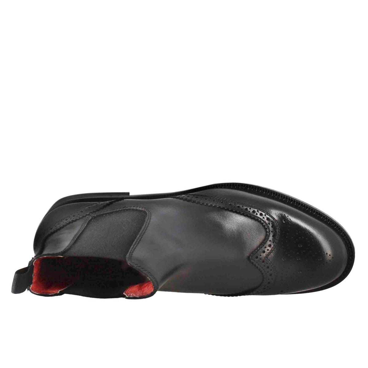 Stivaletto da donna chelsea con dettagli brogue in pelle colore nero - LeonardoShoes
